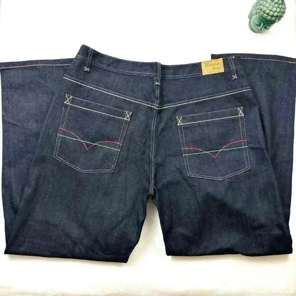 Vintage Russo “90’s” Dark Wash Starch Sharp Colorful Slim Straight Jean Size 40 - Picture 1 of 11